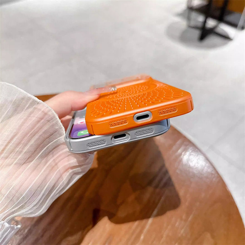 Breathable Mesh Heat Dissipation Magnetic Case with Lens Protector for iPhone
