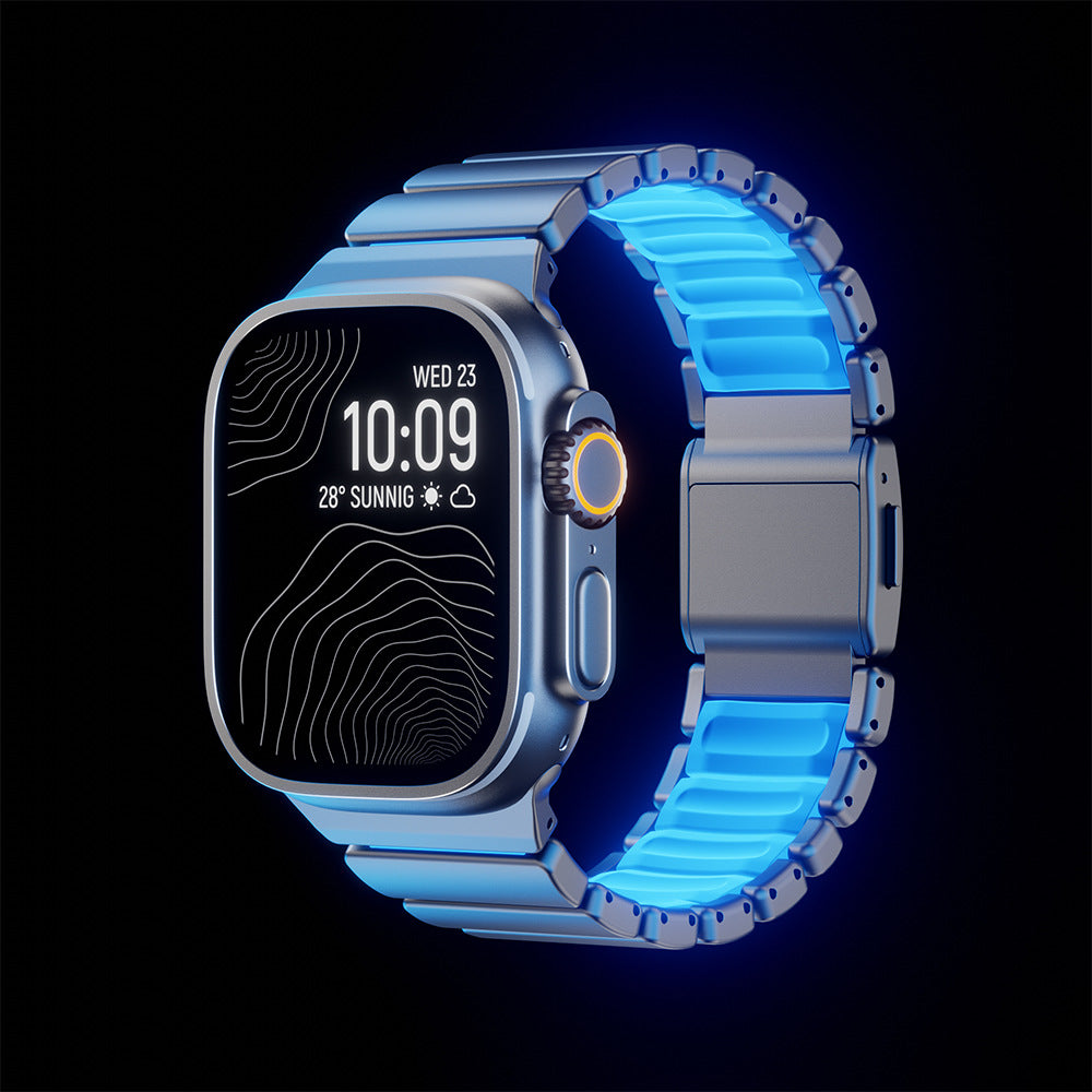 DuraLink™ DLC-Coated Hybrid Apple Watch Band – Metal & Silicone Magnetic Strap