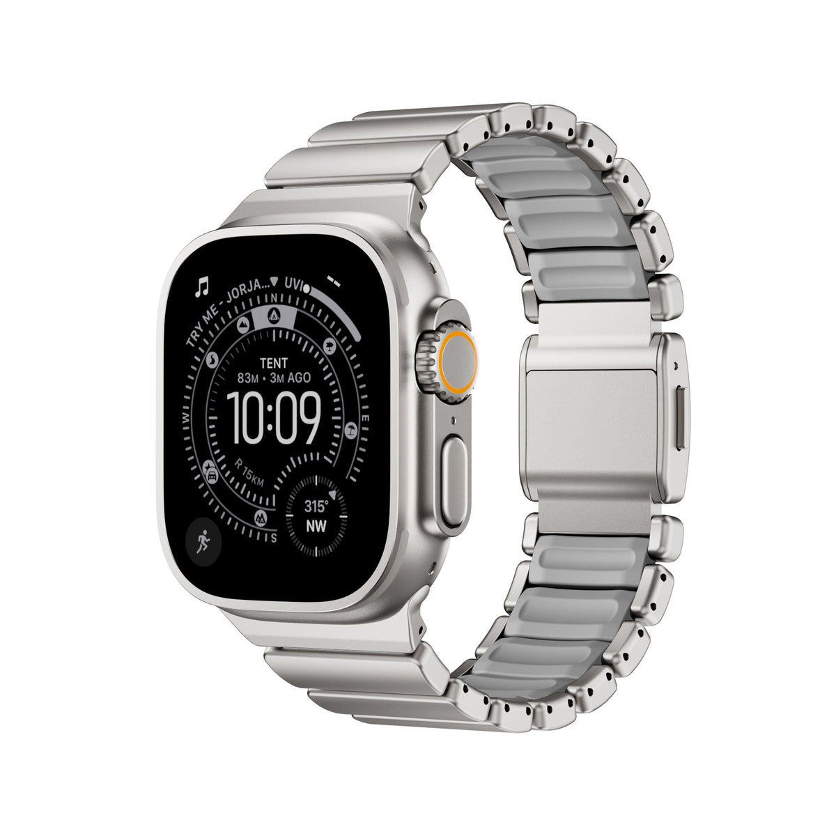 DuraLink™ DLC-Coated Hybrid Apple Watch Band – Metal & Silicone Magnetic Strap