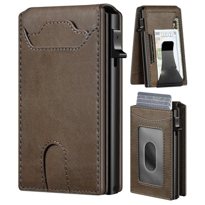 Vanguar Dual-Flip RFID Blocking Money Clip Wallet — Premium Leather Tactical Slim Bifold
