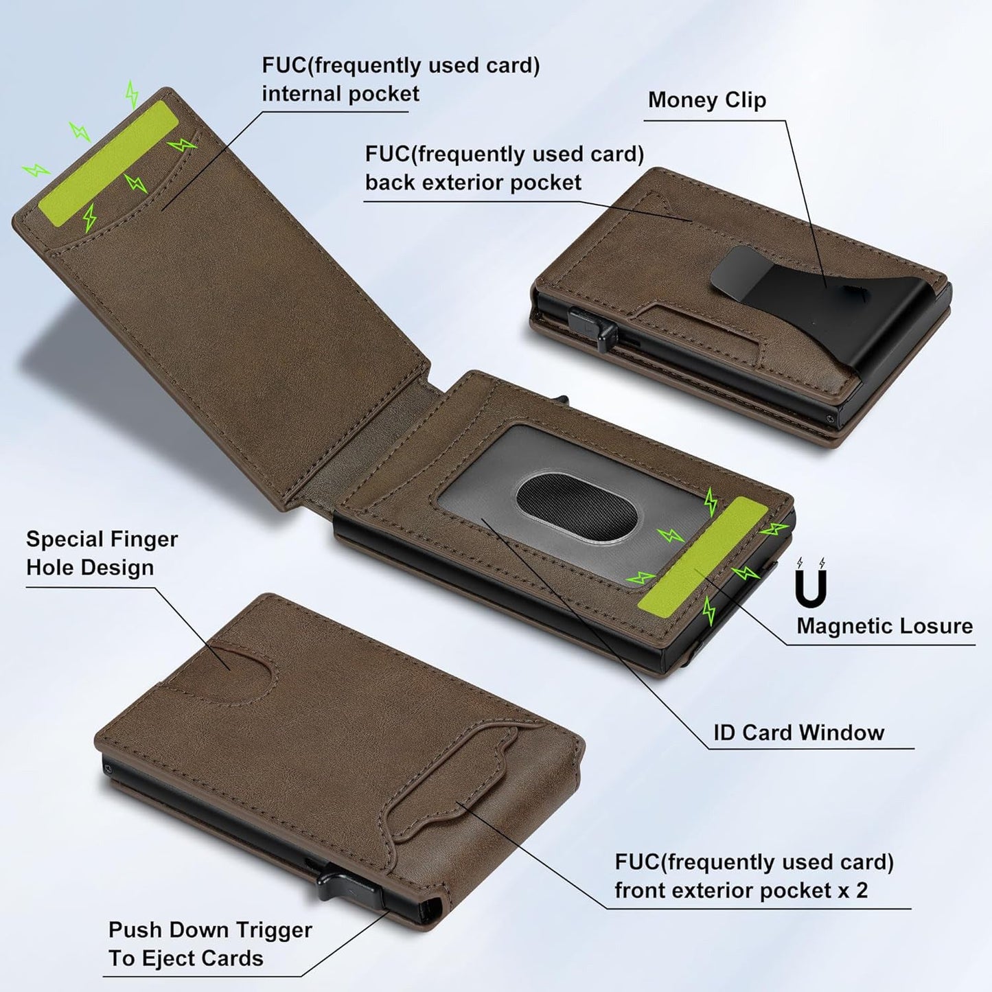 Vanguar Dual-Flip RFID Blocking Money Clip Wallet — Premium Leather Tactical Slim Bifold
