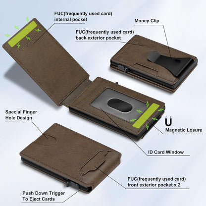 Vanguar Dual-Flip RFID Blocking Money Clip Wallet — Premium Leather Tactical Slim Bifold