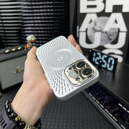 Breathable Mesh Heat Dissipation Magnetic Case with Lens Protector for iPhone