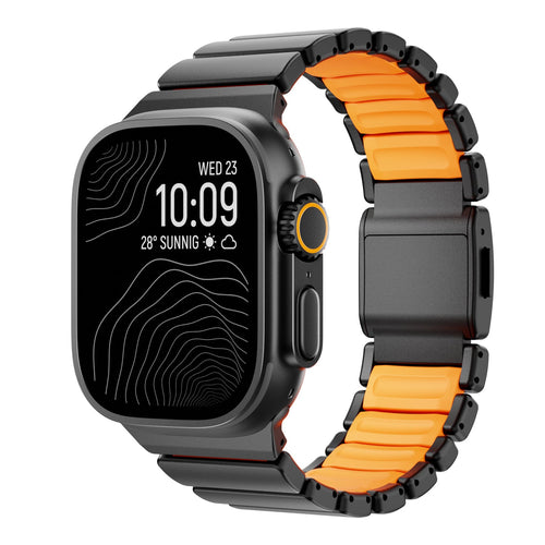 DuraLink™ DLC-Coated Hybrid Apple Watch Band – Metal & Silicone Magnetic Strap