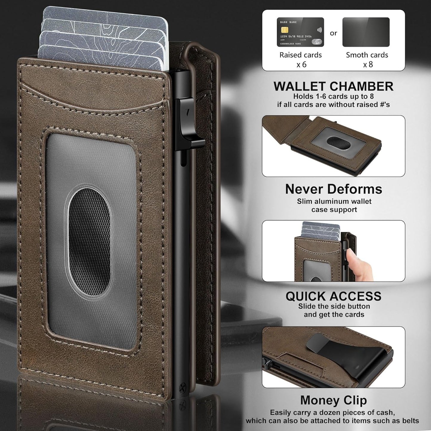 Vanguar Dual-Flip RFID Blocking Money Clip Wallet — Premium Leather Tactical Slim Bifold