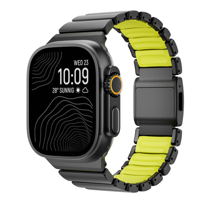DuraLink™ DLC-Coated Hybrid Apple Watch Band – Metal & Silicone Magnetic Strap