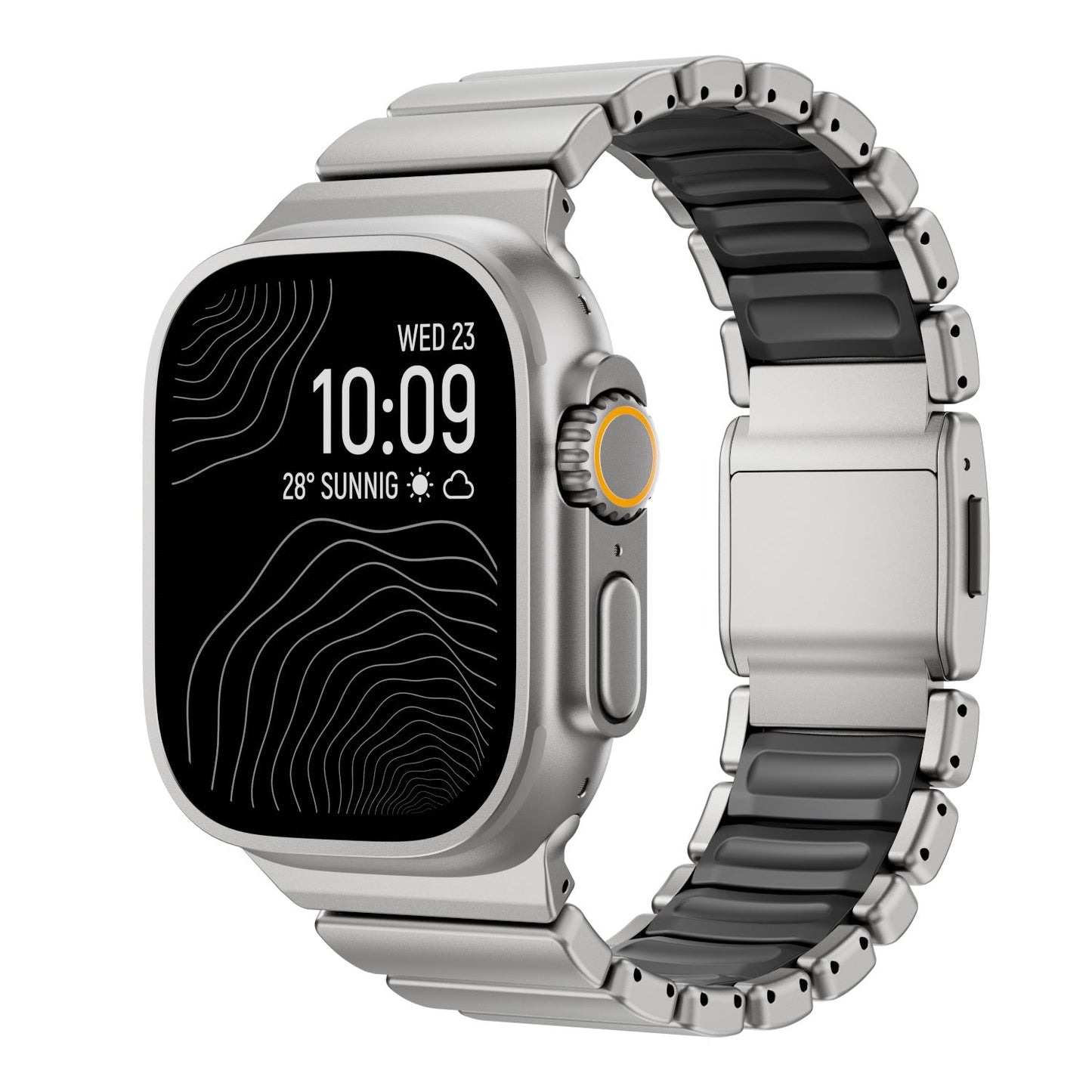DuraLink™ DLC-Coated Hybrid Apple Watch Band – Metal & Silicone Magnetic Strap