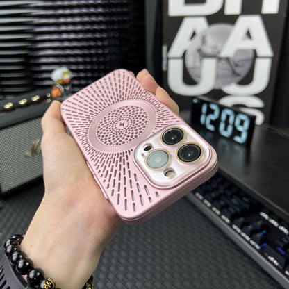 Breathable Mesh Heat Dissipation Magnetic Case with Lens Protector for iPhone