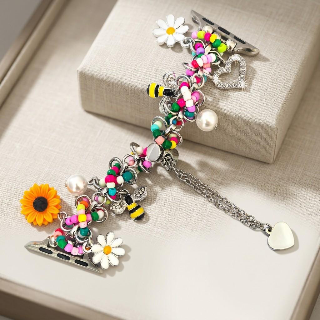 DopaCharm™ Beaded Charm Bracelet Band – Compatible with Apple Watch Series 1–11