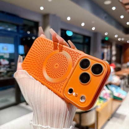 Breathable Mesh Heat Dissipation Magnetic Case with Lens Protector for iPhone