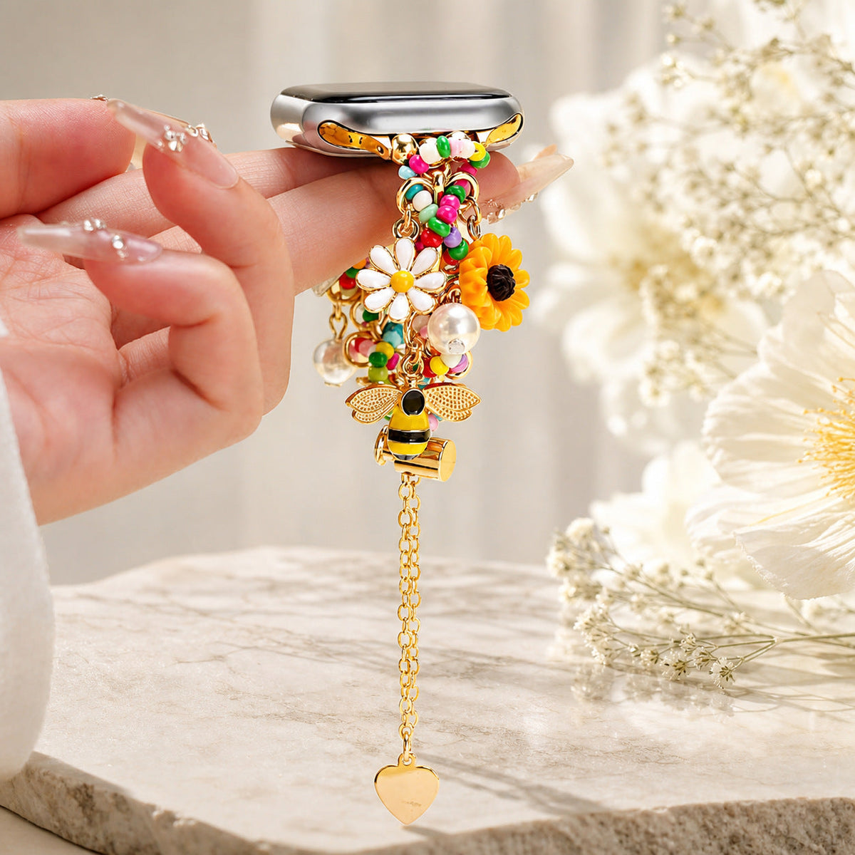 DopaCharm™ Beaded Charm Bracelet Band – Compatible with Apple Watch Series 1–11