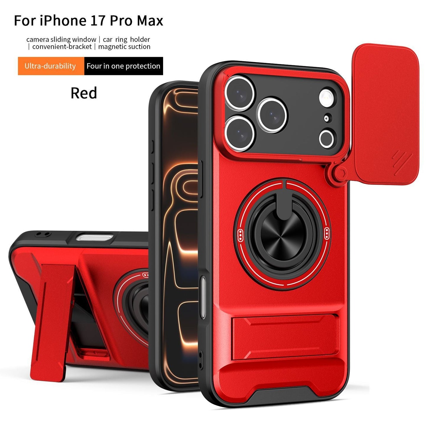 ArmorShield™ 4-in-1 Magnetic Case with Sliding Lens Cover for iPhone