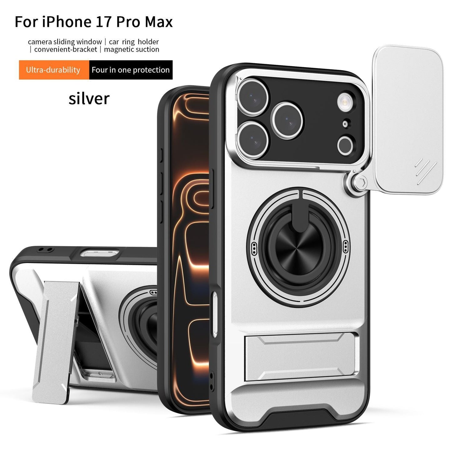 ArmorShield™ 4-in-1 Magnetic Case with Sliding Lens Cover for iPhone