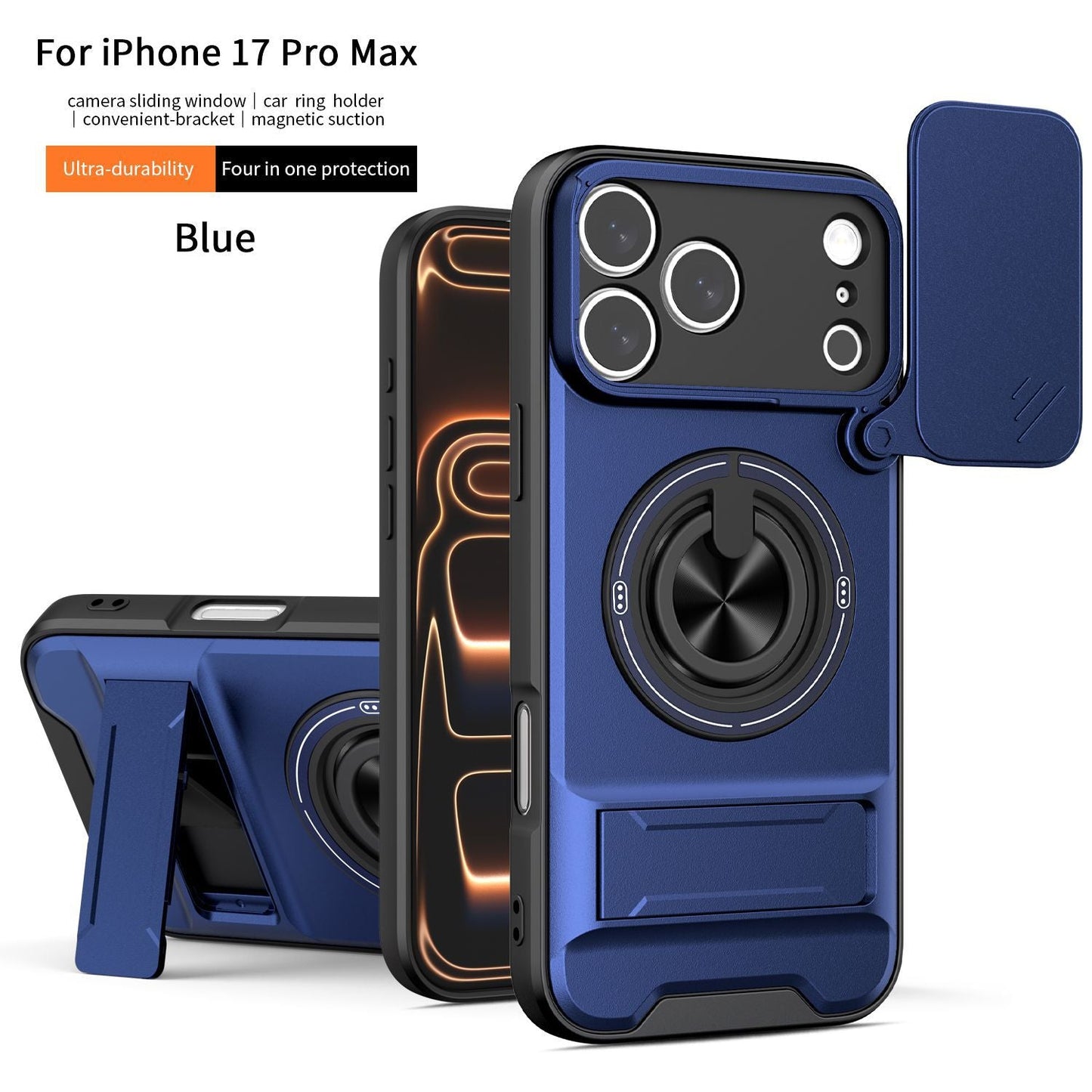 ArmorShield™ 4-in-1 Magnetic Case with Sliding Lens Cover for iPhone