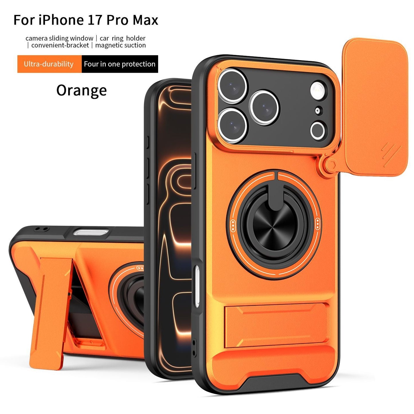 ArmorShield™ 4-in-1 Magnetic Case with Sliding Lens Cover for iPhone