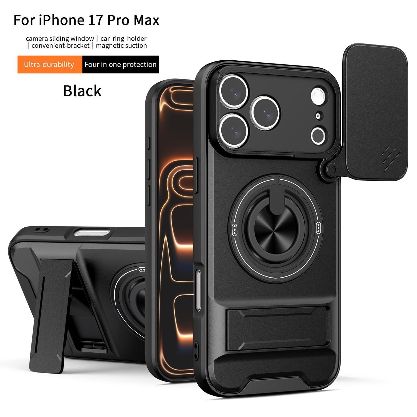 ArmorShield™ 4-in-1 Magnetic Case with Sliding Lens Cover for iPhone