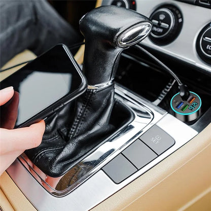 PowerNest™ 30W 6-Port Car Charger – USB-A & USB-C Fast Charging with LED Voltage Display