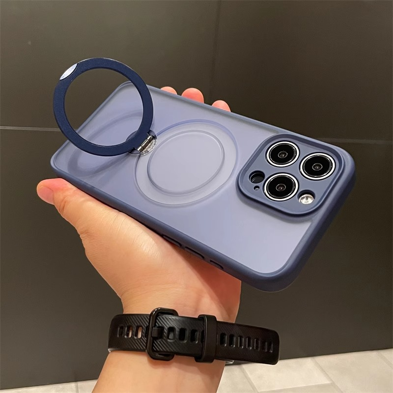 Matte Magnetic Stand Case: Built-in lens protection