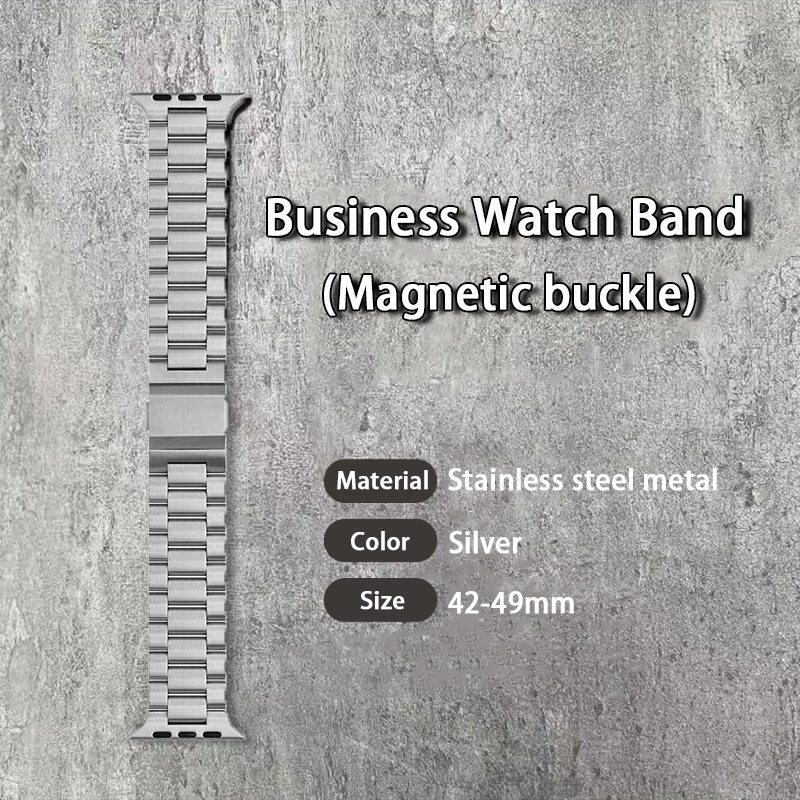 Sleek Business Metal Watchband: Magnetic Clasp Design