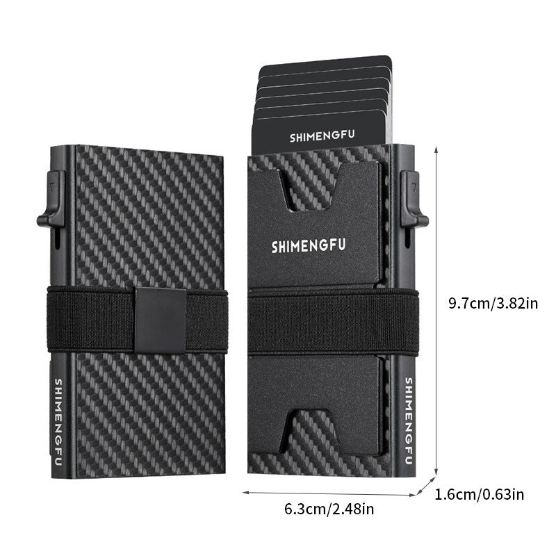 SHIMENGFU Carbon Minimalist Wallet — RFID-Blocking Aluminum Metal Card Holder with Trigger Ejection