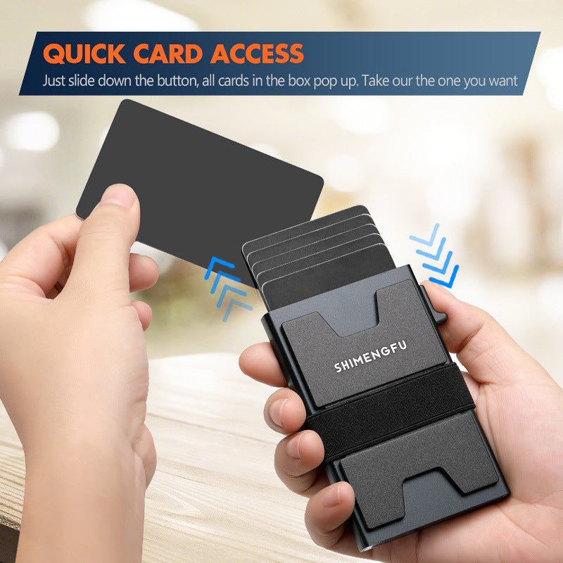 SHIMENGFU Carbon Minimalist Wallet — RFID-Blocking Aluminum Metal Card Holder with Trigger Ejection
