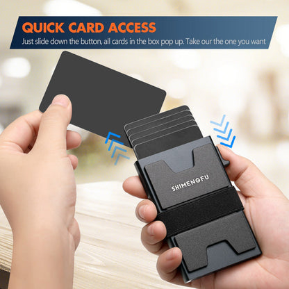 SHIMENGFU Carbon Minimalist Wallet — RFID-Blocking Aluminum Metal Card Holder with Trigger Ejection