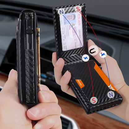 The Apex Mechanical Aluminum Pop-Up Wallet – Slim Carbon-Fiber Bifold Card Case (RFID Blocking)