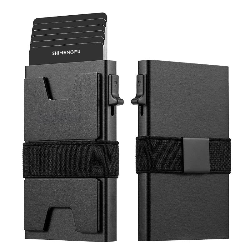 SHIMENGFU Carbon Minimalist Wallet — RFID-Blocking Aluminum Metal Card Holder with Trigger Ejection