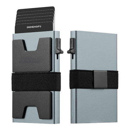 SHIMENGFU Carbon Minimalist Wallet — RFID-Blocking Aluminum Metal Card Holder with Trigger Ejection