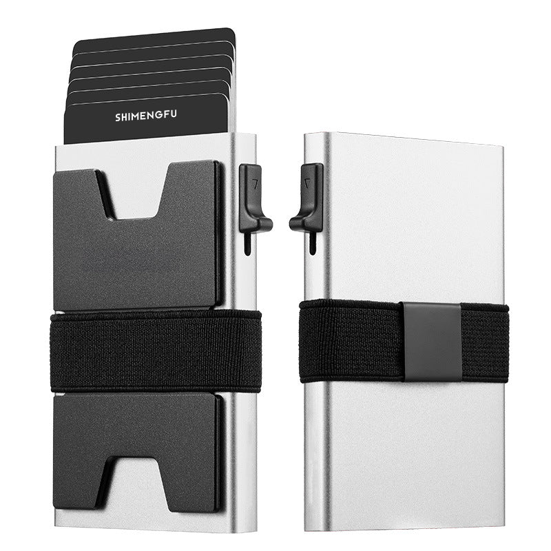 SHIMENGFU Carbon Minimalist Wallet — RFID-Blocking Aluminum Metal Card Holder with Trigger Ejection