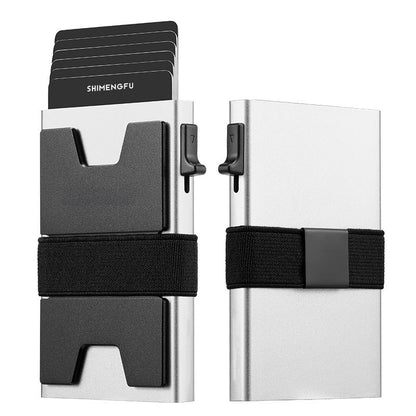 SHIMENGFU Carbon Minimalist Wallet — RFID-Blocking Aluminum Metal Card Holder with Trigger Ejection