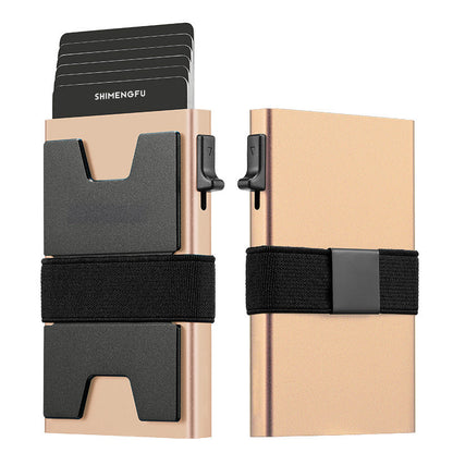 SHIMENGFU Carbon Minimalist Wallet — RFID-Blocking Aluminum Metal Card Holder with Trigger Ejection