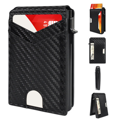The Apex Mechanical Aluminum Pop-Up Wallet – Slim Carbon-Fiber Bifold Card Case (RFID Blocking)
