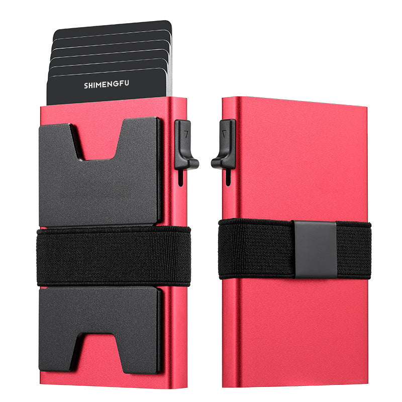 SHIMENGFU Carbon Minimalist Wallet — RFID-Blocking Aluminum Metal Card Holder with Trigger Ejection