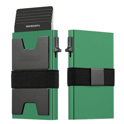 SHIMENGFU Carbon Minimalist Wallet — RFID-Blocking Aluminum Metal Card Holder with Trigger Ejection