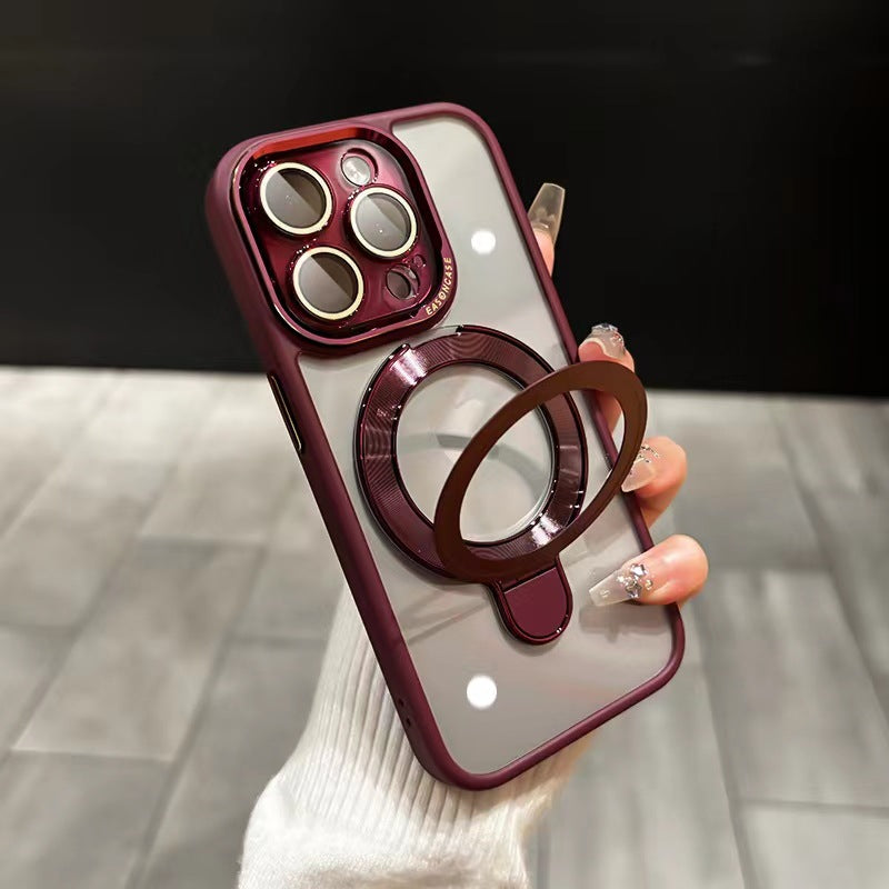 High-Transparency Protective Case with Stand: supports magnetic charging