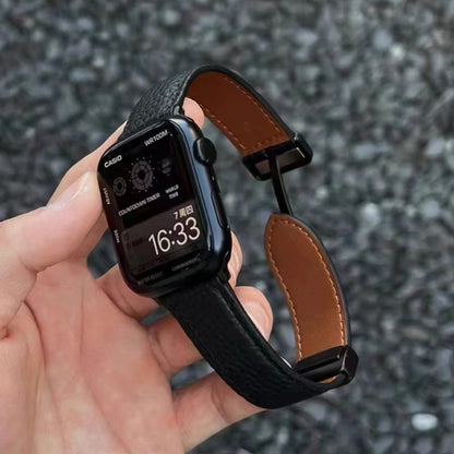 Lychee Pattern Leather Magnetic Buckle for Apple Watch Band