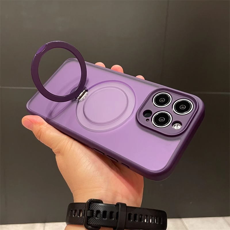 Matte Magnetic Stand Case: Built-in lens protection