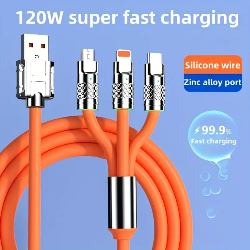 3-in-1 Super-Fast Charging Cable with LED Indicator