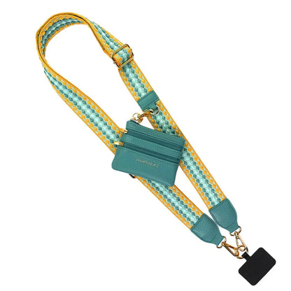 ClipGo™ Adjustable Woven Phone Strap with Detachable Zippered Pouch