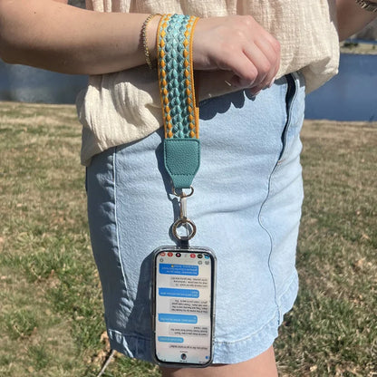 ClipGo™ Adjustable Woven Phone Strap with Detachable Zippered Pouch