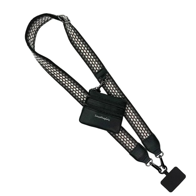 ClipGo™ Adjustable Woven Phone Strap with Detachable Zippered Pouch