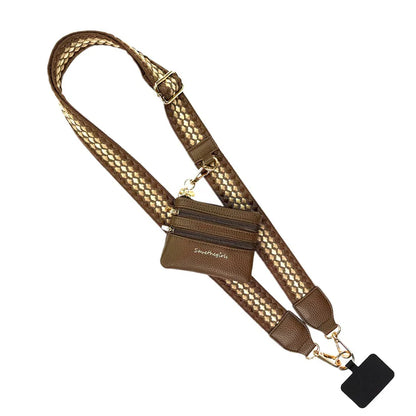 ClipGo™ Adjustable Woven Phone Strap with Detachable Zippered Pouch