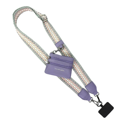 ClipGo™ Adjustable Woven Phone Strap with Detachable Zippered Pouch