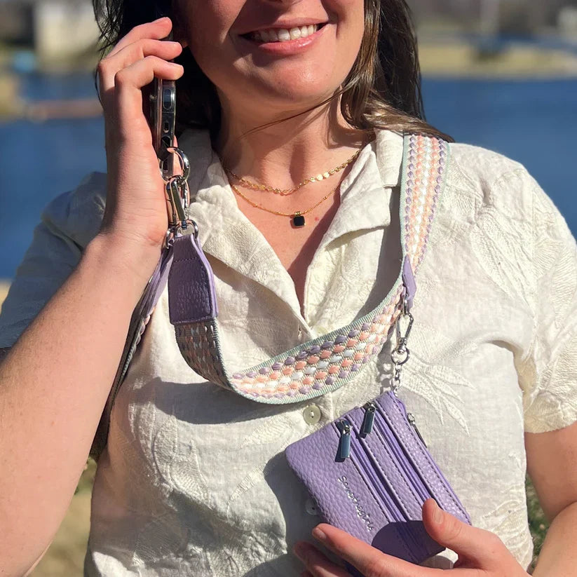 ClipGo™ Adjustable Woven Phone Strap with Detachable Zippered Pouch