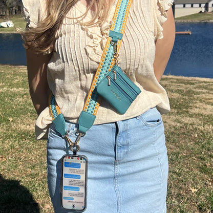 ClipGo™ Adjustable Woven Phone Strap with Detachable Zippered Pouch