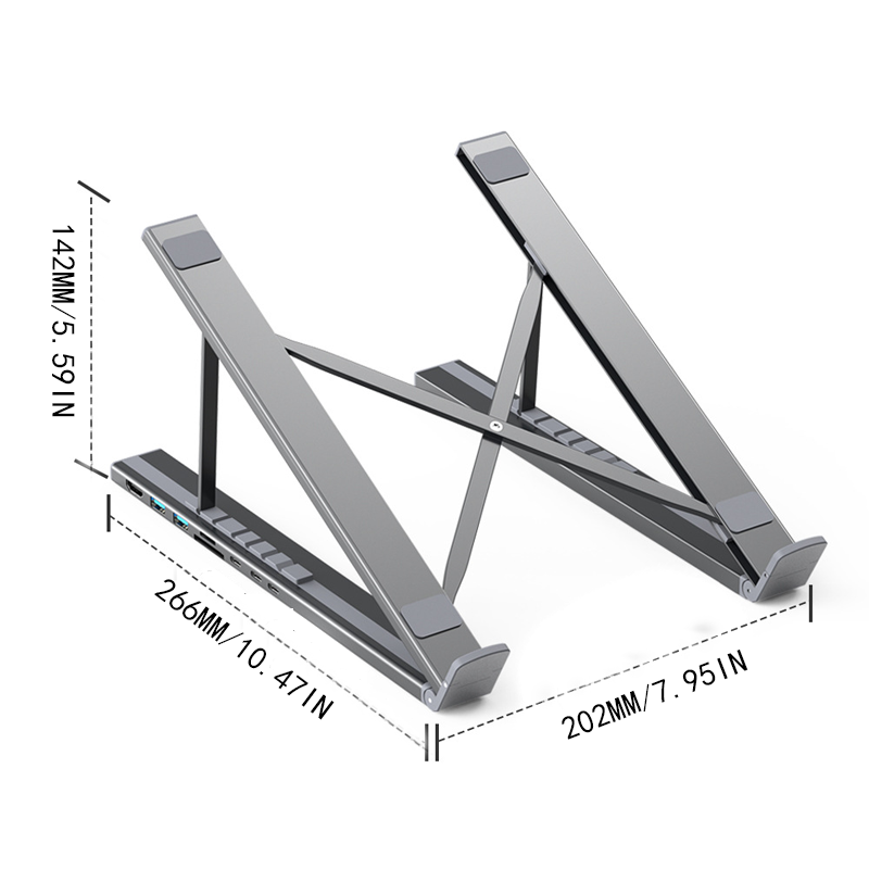 8-in-1 Retractable Laptop Stand Hub – 4K HDMI, USB Ports