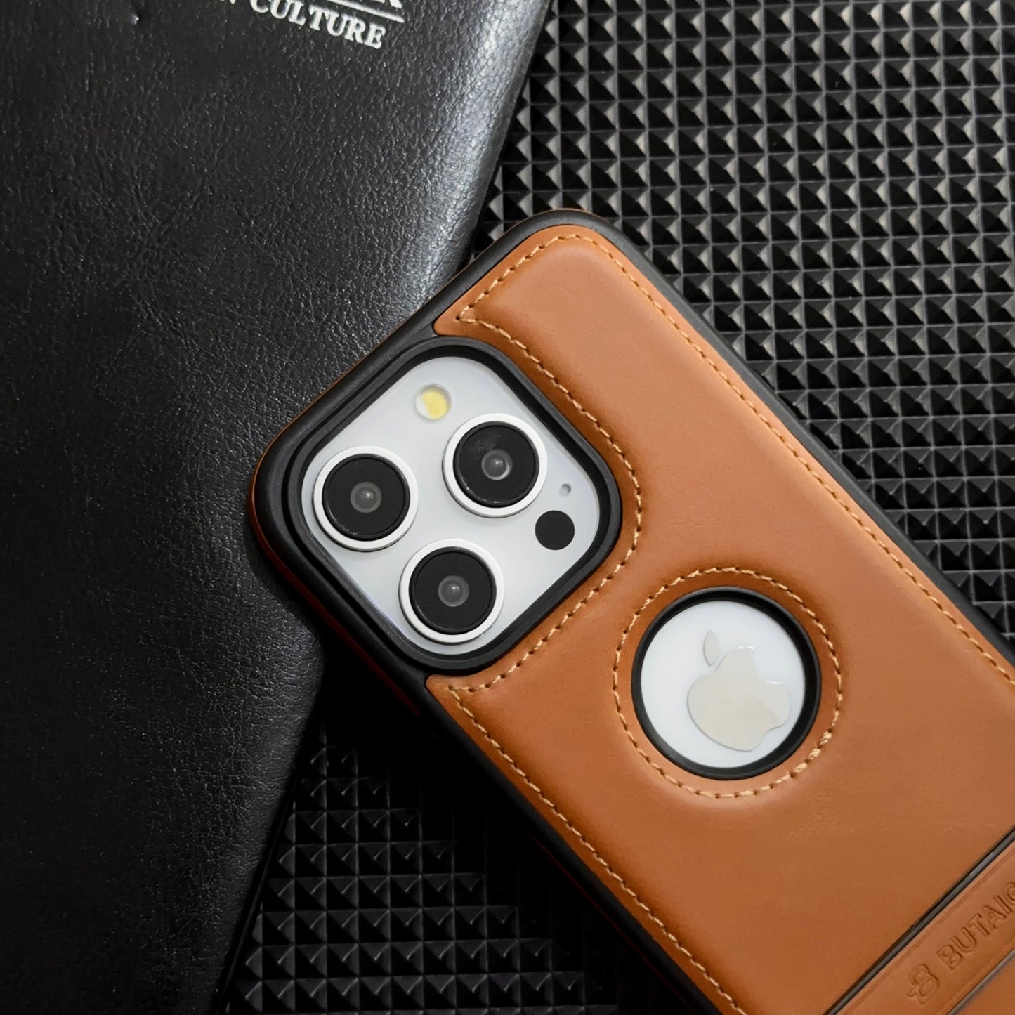 Luxury Leather iPhone Case with MagSafe Compatibility and Built-in Stand