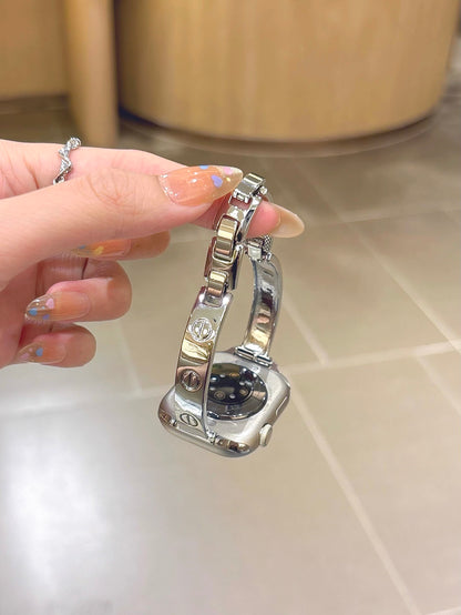 LuxeCross™ Bangle-Style Apple Watch Band – Polished Metallic Finish