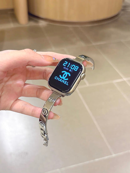 LuxeCross™ Bangle-Style Apple Watch Band – Polished Metallic Finish
